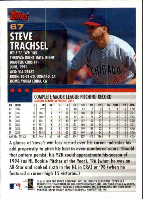 2000 Topps Limited #67 Steve Trachsel back image