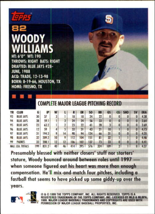 2000 Topps Limited #82 Woody Williams back image