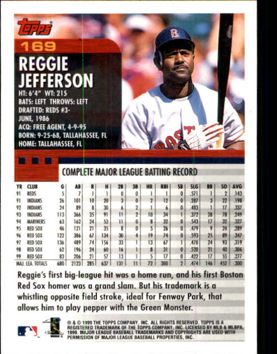 2000 Topps Limited #169 Reggie Jefferson back image