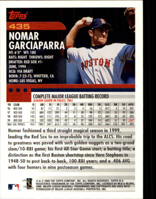 2000 Topps Limited #435 Nomar Garciaparra back image