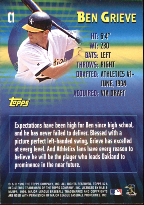 2000 Topps Limited 21st Century #C1 Ben Grieve back image