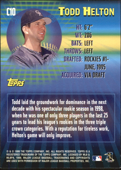 2000 Topps Limited 21st Century #C10 Todd Helton back image
