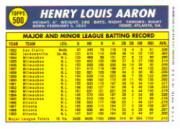 2000 Topps Limited Aaron #17 Hank Aaron 1970 back image