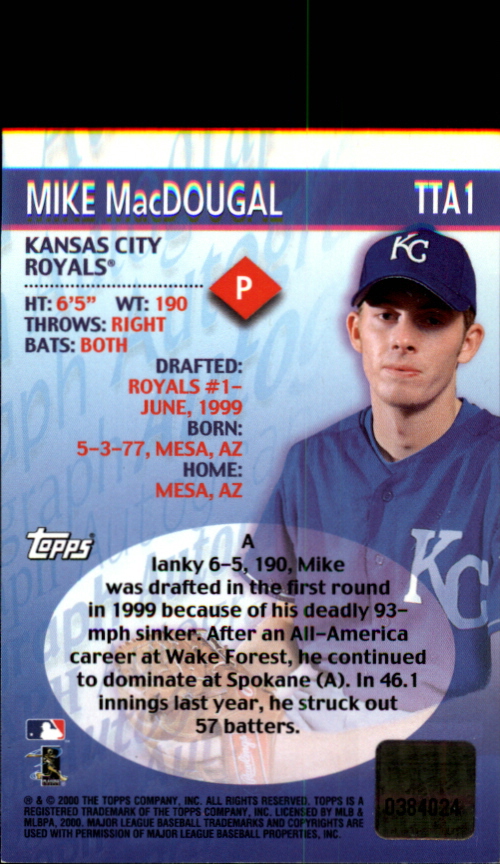 2000 Topps Traded Autographs #TTA1 Mike MacDougal back image