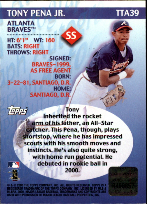 2000 Topps Traded Autographs #TTA39 Tony Pena Jr. back image