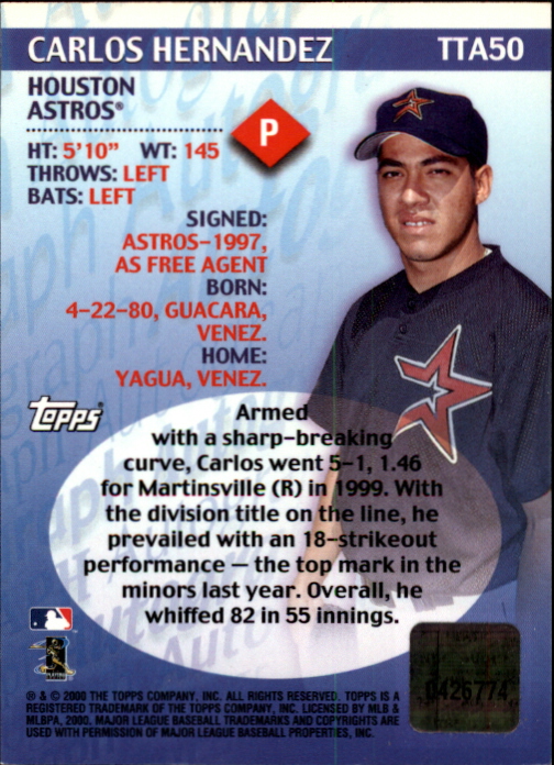 2000 Topps Traded Autographs #TTA50 Carlos Hernandez back image