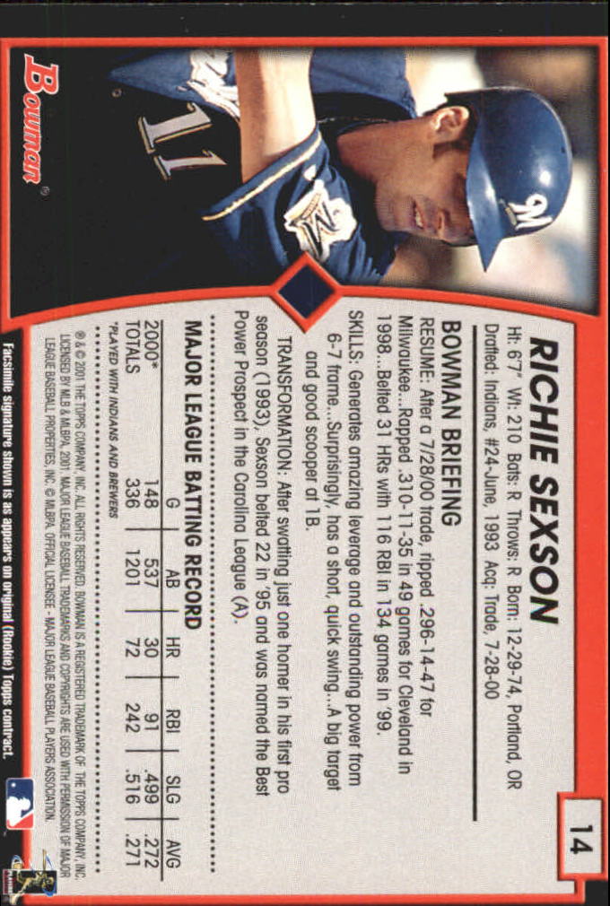 2001 Bowman Baseball "Gold" Parallel Cards - Picture 11 of 156