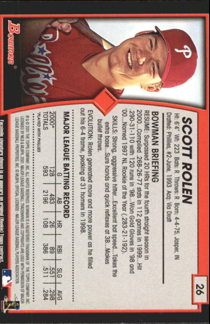 2001 Bowman Baseball "Gold" Parallel Cards - Picture 25 of 156