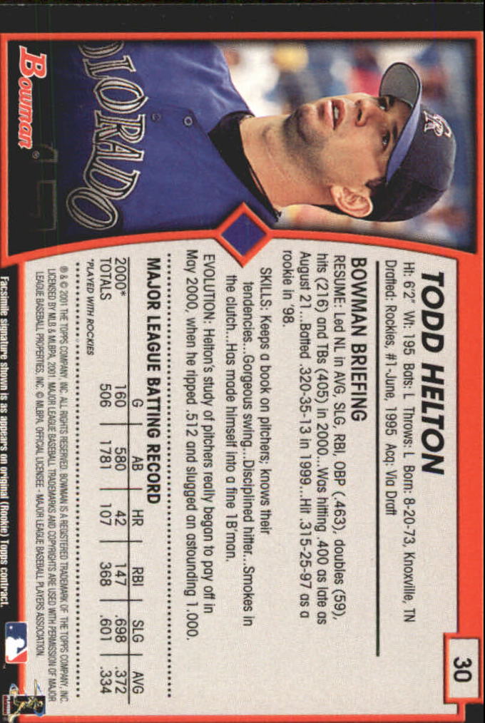 2001 Bowman Baseball "Gold" Parallel Cards - Picture 27 of 156