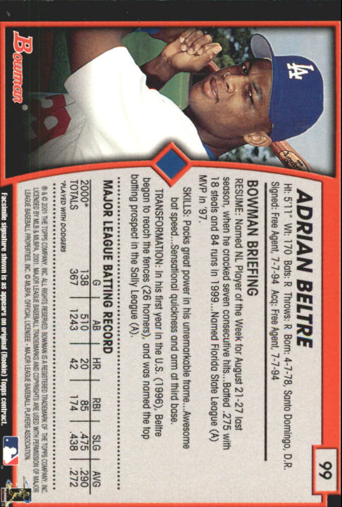 2001 Bowman Baseball "Gold" Parallel Cards - Picture 61 of 156