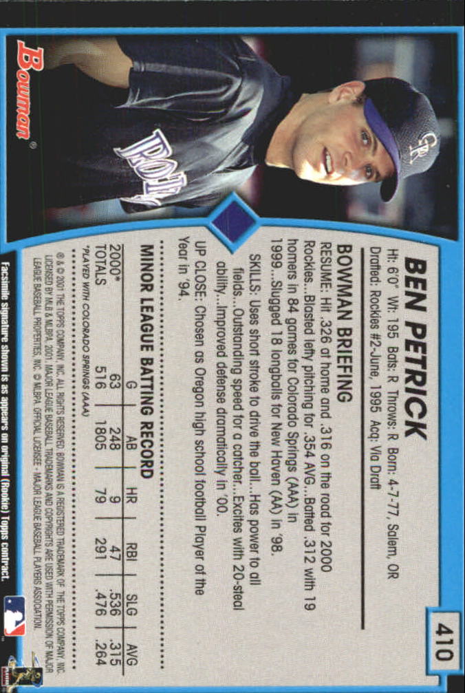 B3193- 2001 Bowman Gold Baseball Card #s 251-440 -You Pick- 15+ FREE US SHIP - Picture 260 of 312
