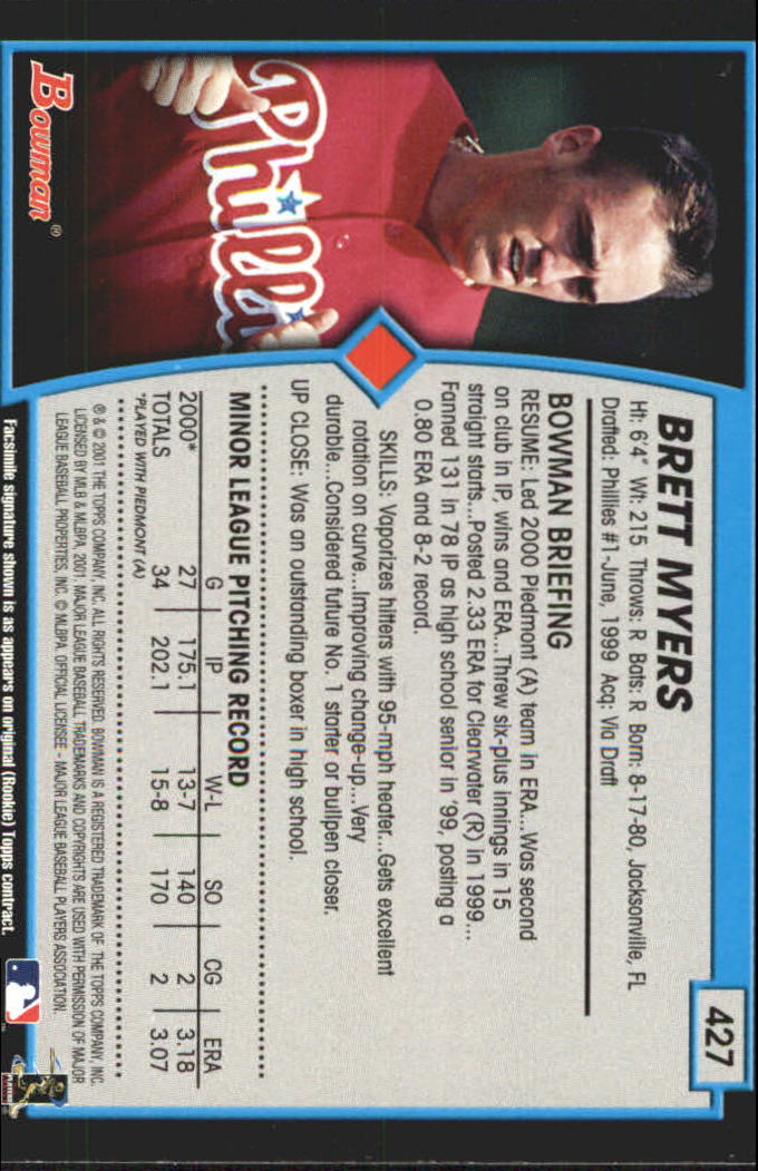 B3193- 2001 Bowman Gold Baseball Card #s 251-440 -You Pick- 15+ FREE US SHIP - Picture 292 of 312
