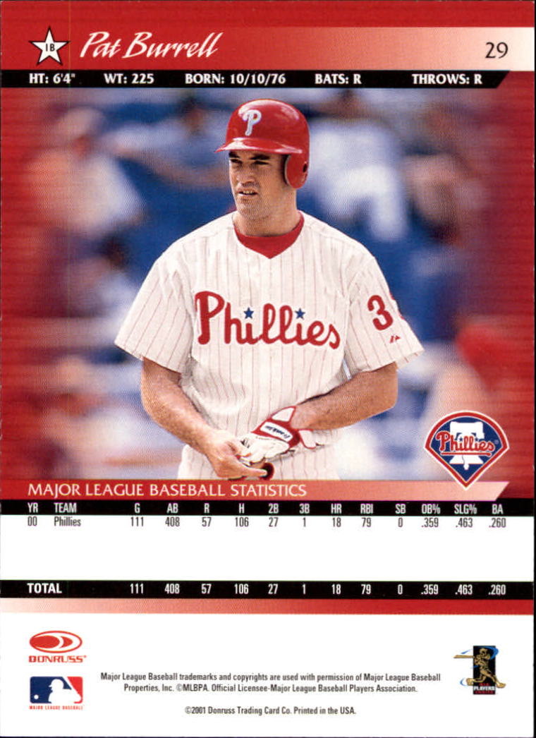 A8497- 2001 Donruss Baseball Karten 1-150 + Einsätze -du Pick- 15 + Free US - Bild 57 von 398