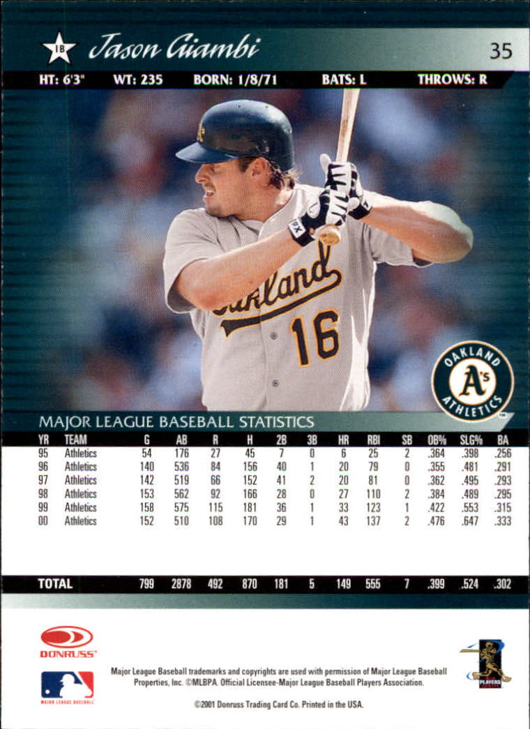 A8497- 2001 Donruss Baseball Karten 1-150 + Einsätze -du Pick- 15 + Free US - Bild 69 von 398