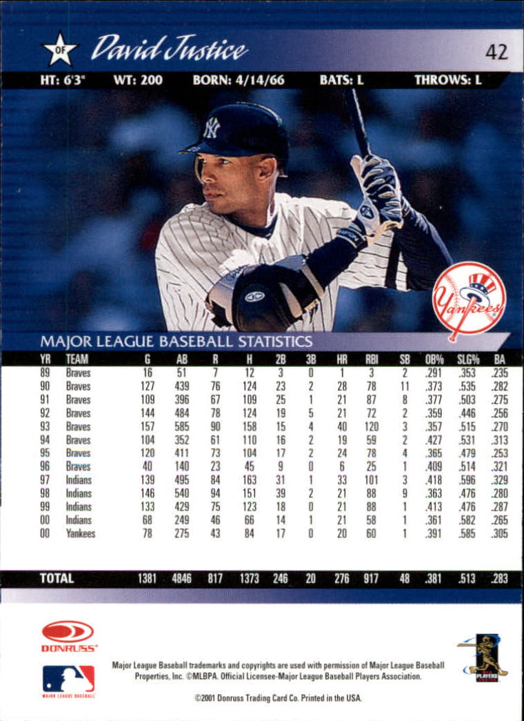 A8497- 2001 Donruss Baseball Karten 1-150 + Einsätze -du Pick- 15 + Free US - Bild 83 von 398
