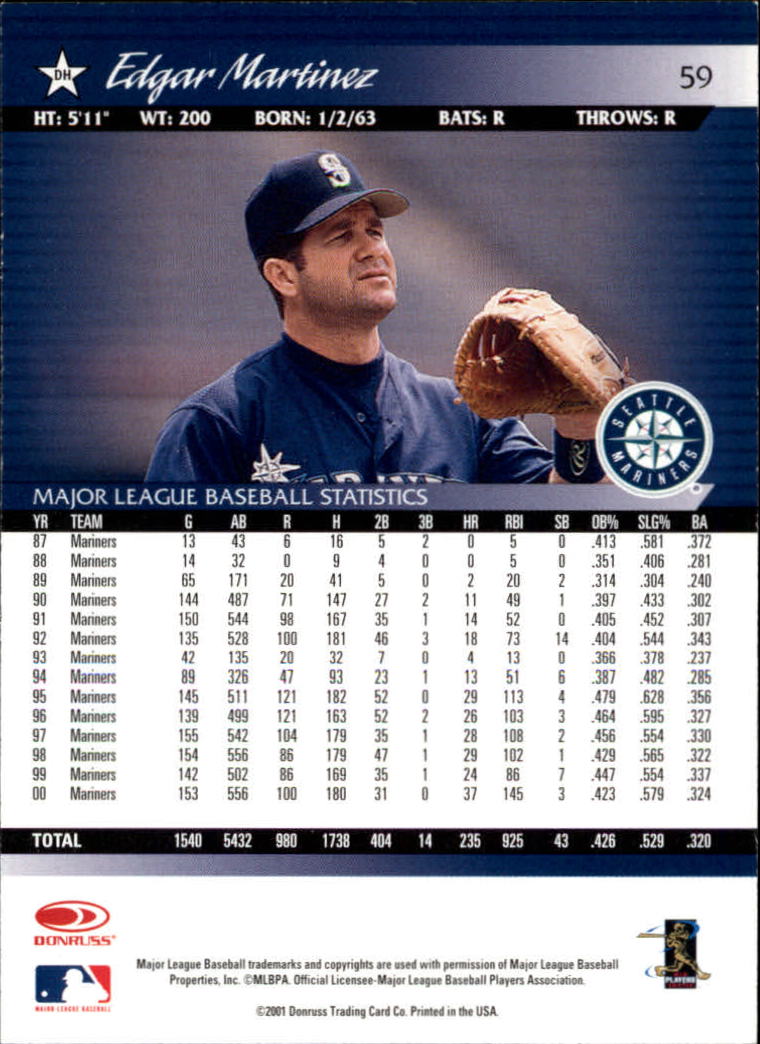 A8497- 2001 Donruss Baseball Karten 1-150 + Einsätze -du Pick- 15 + Free US - Bild 115 von 398