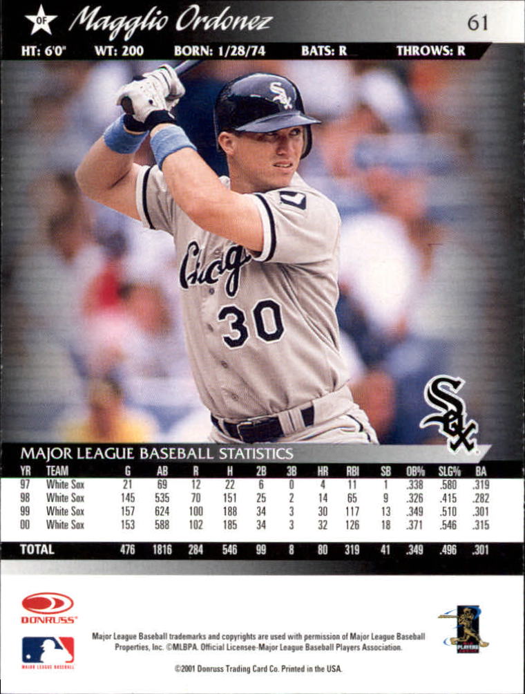 A8497- 2001 Donruss Baseball Karten 1-150 + Einsätze -du Pick- 15 + Free US - Bild 119 von 398