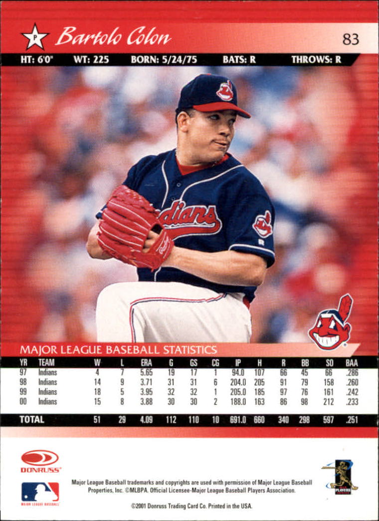 A8497- 2001 Donruss Baseball Karten 1-150 + Einsätze -du Pick- 15 + Free US - Bild 161 von 398