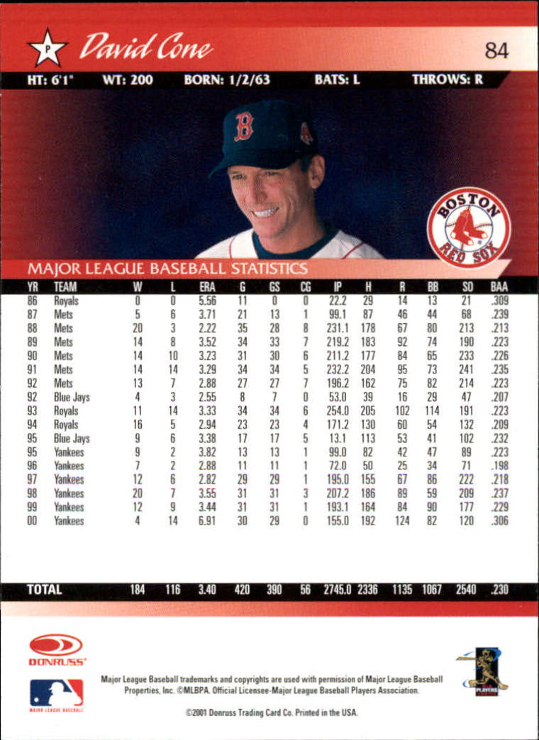 A8497- 2001 Donruss Baseball Karten 1-150 + Einsätze -du Pick- 15 + Free US - Bild 163 von 398