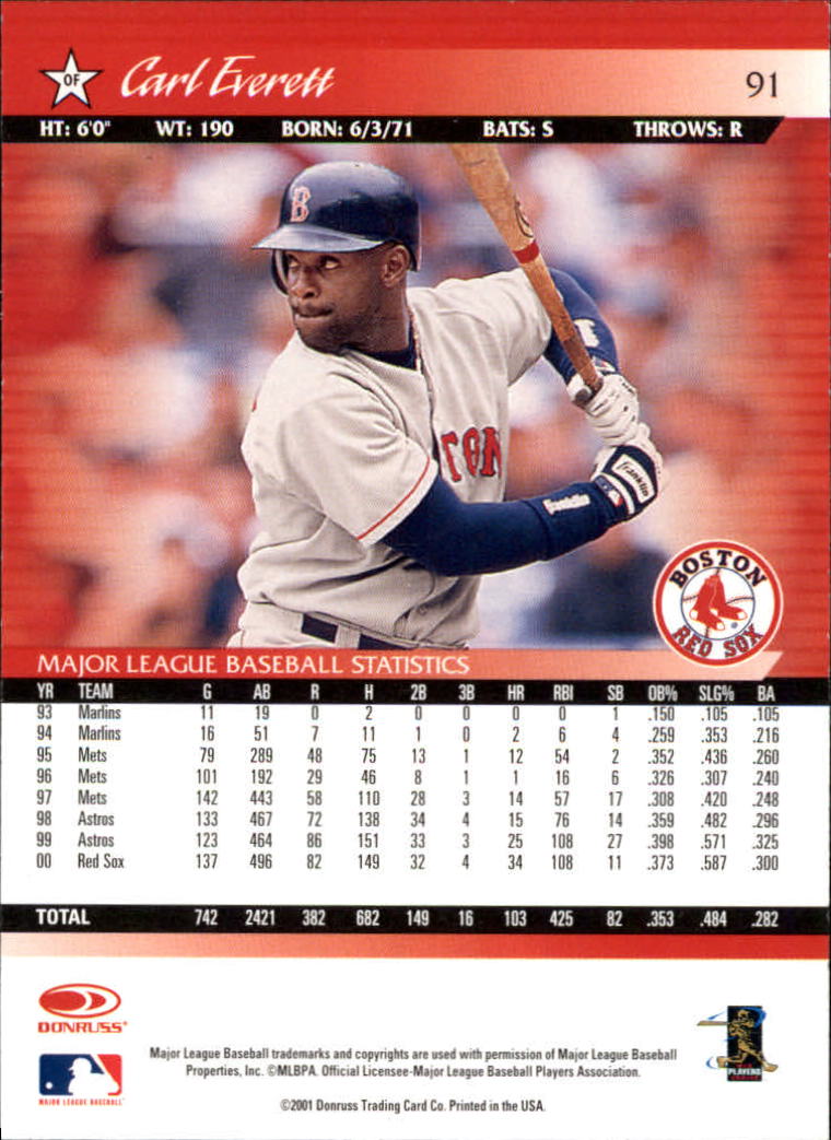 A8497- 2001 Donruss Baseball Karten 1-150 + Einsätze -du Pick- 15 + Free US - Bild 177 von 398