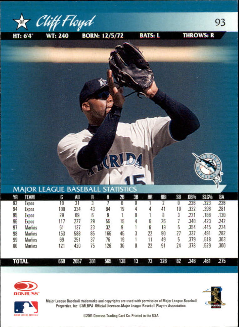 A8497- 2001 Donruss Baseball Karten 1-150 + Einsätze -du Pick- 15 + Free US - Bild 181 von 398