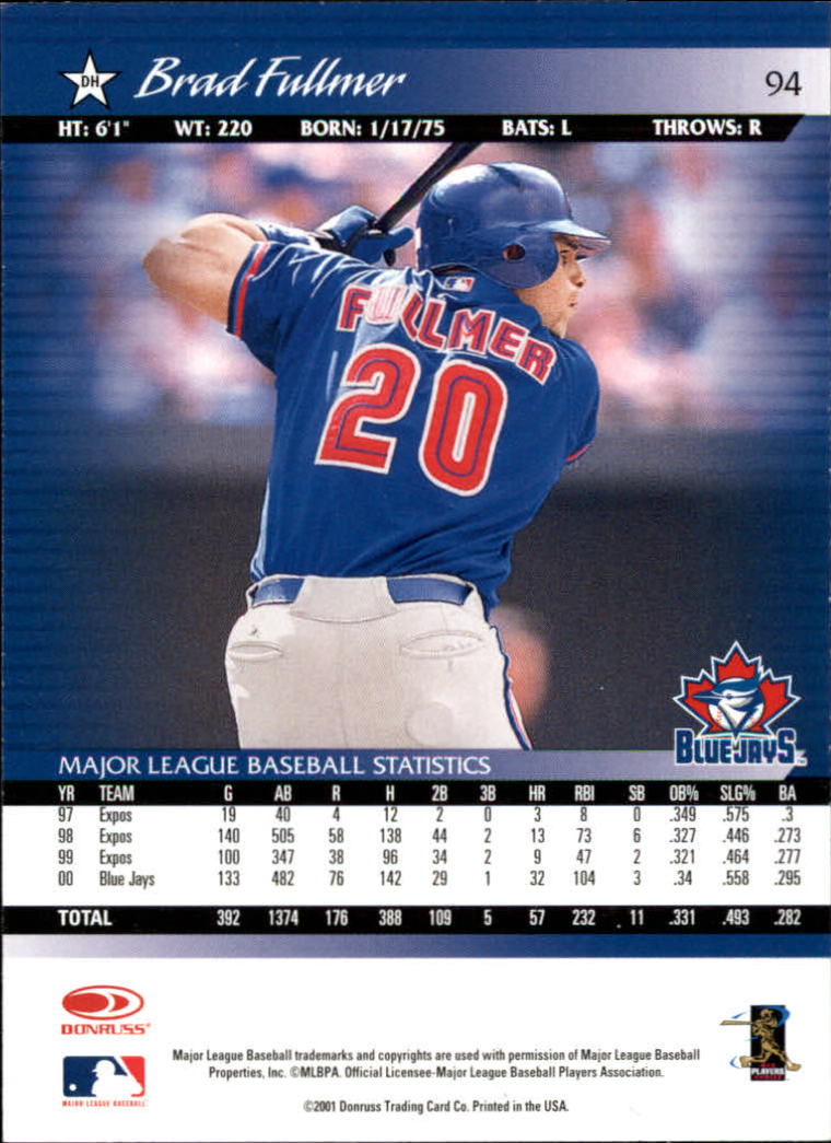 A8497- 2001 Donruss Baseball Karten 1-150 + Einsätze -du Pick- 15 + Free US - Bild 183 von 398