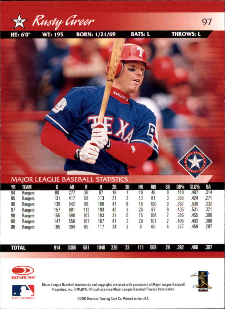 A8497- 2001 Donruss Baseball Karten 1-150 + Einsätze -du Pick- 15 + Free US - Bild 189 von 398