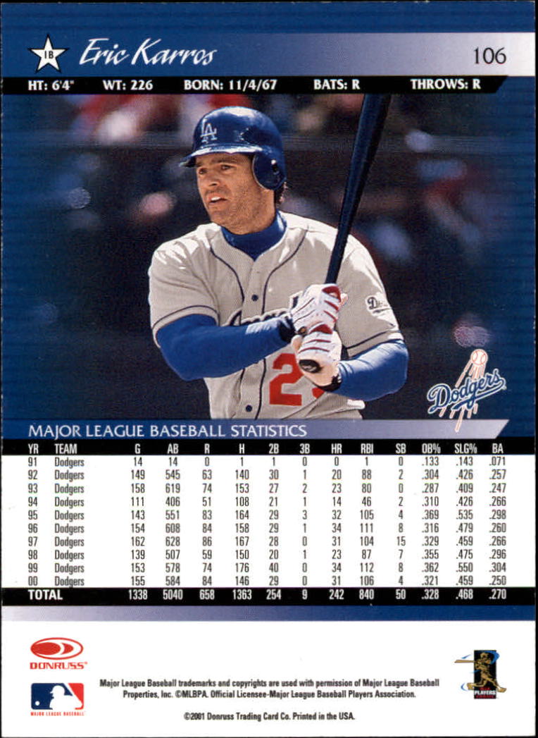 A8497- 2001 Donruss Baseball Karten 1-150 + Einsätze -du Pick- 15 + Free US - Bild 207 von 398