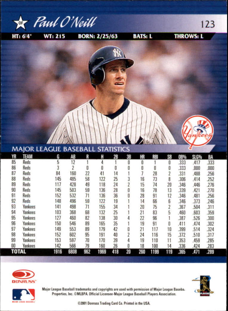 A8497- 2001 Donruss Baseball Karten 1-150 + Einsätze -du Pick- 15 + Free US - Bild 241 von 398