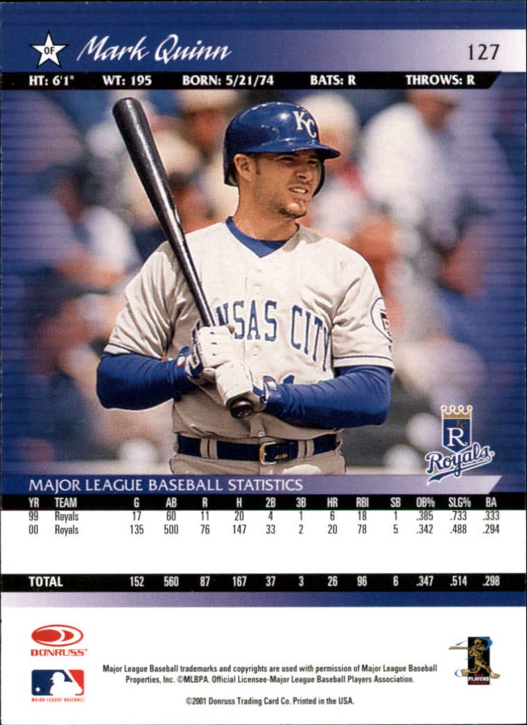 A8497- 2001 Donruss Baseball Karten 1-150 + Einsätze -du Pick- 15 + Free US - Bild 247 von 398