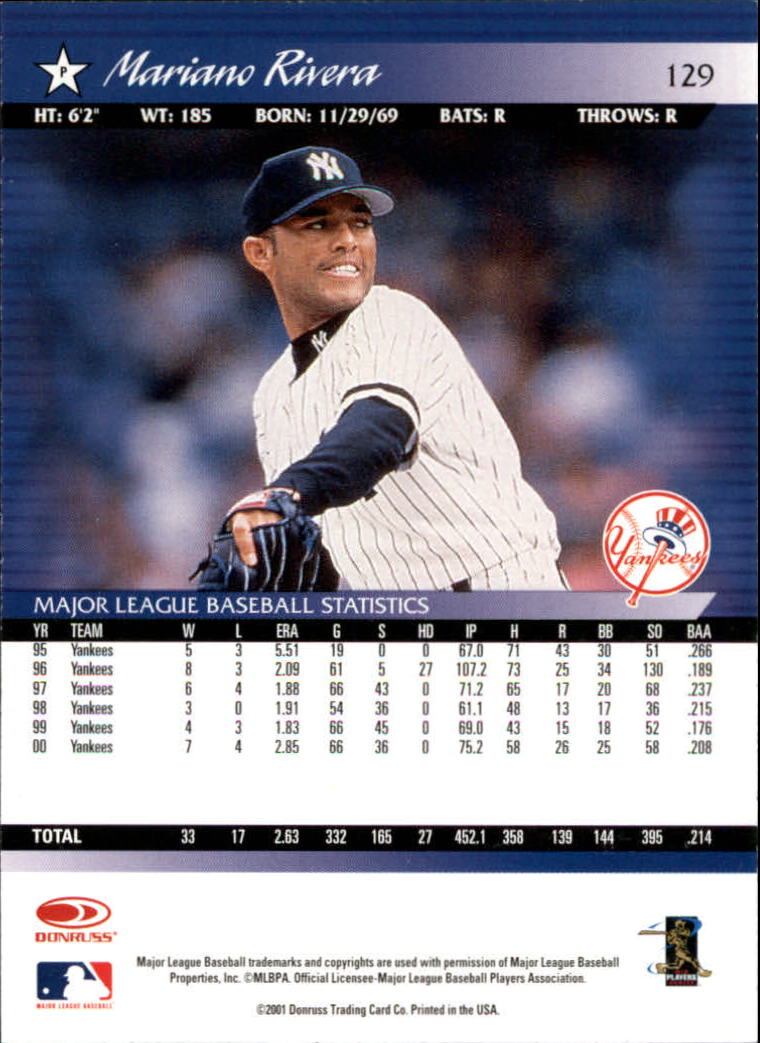 A8497- 2001 Donruss Baseball Karten 1-150 + Einsätze -du Pick- 15 + Free US - Bild 251 von 398
