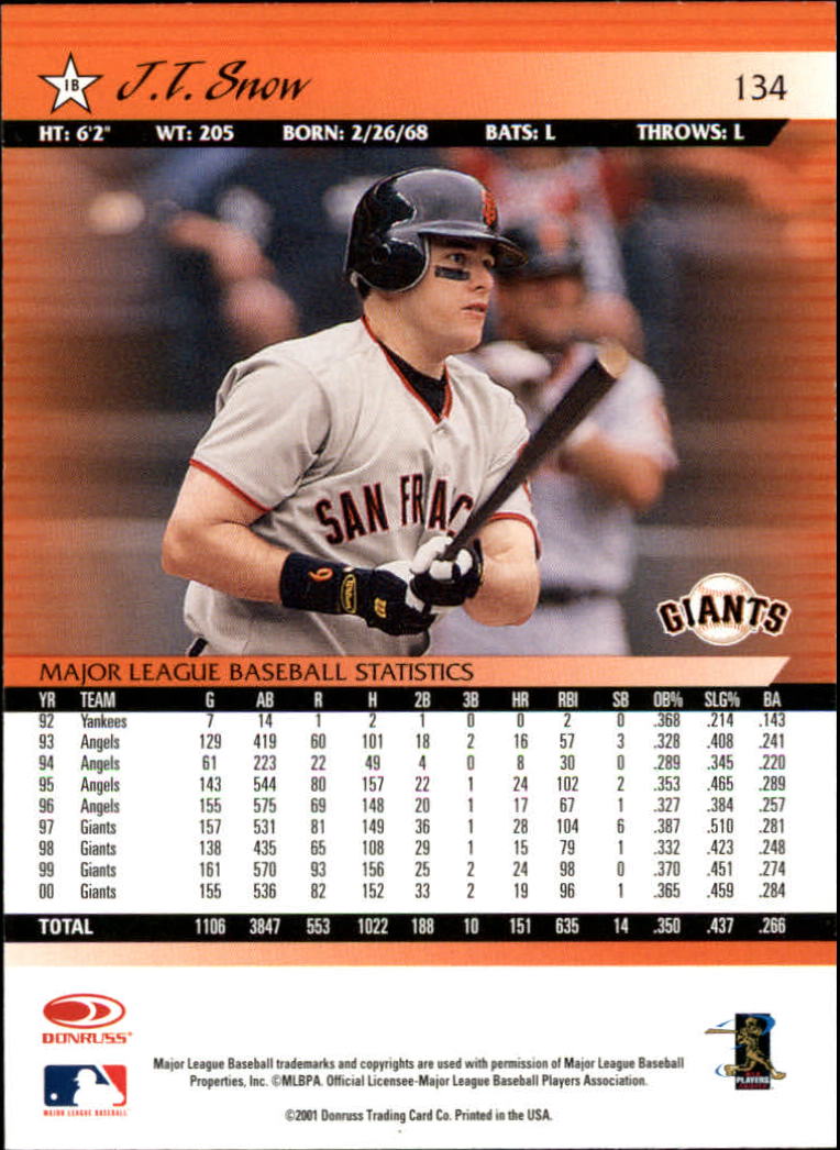 A8497- 2001 Donruss Baseball Karten 1-150 + Einsätze -du Pick- 15 + Free US - Bild 261 von 398