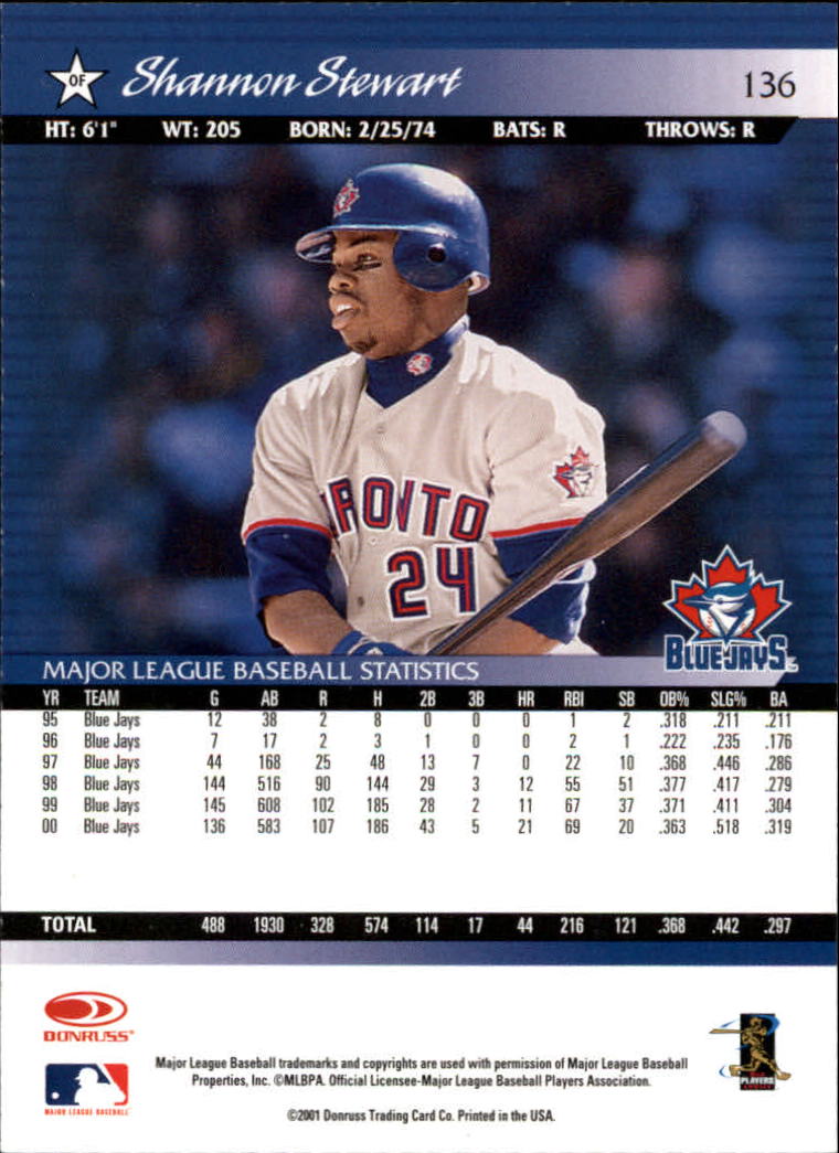 A8497- 2001 Donruss Baseball Karten 1-150 + Einsätze -du Pick- 15 + Free US - Bild 265 von 398