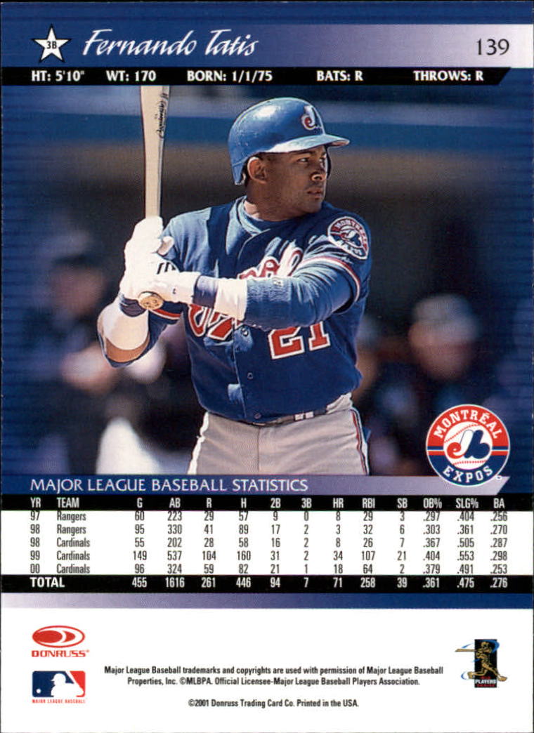 A8497- 2001 Donruss Baseball Karten 1-150 + Einsätze -du Pick- 15 + Free US - Bild 271 von 398