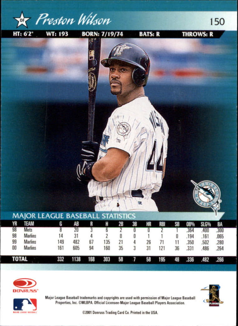 A8497- 2001 Donruss Baseball Karten 1-150 + Einsätze -du Pick- 15 + Free US - Bild 293 von 398