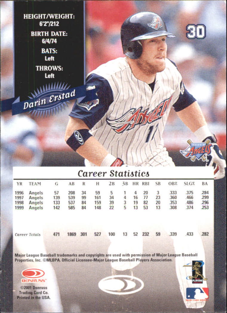 2001 Donruss 2000 Retro #30 Darin Erstad back image