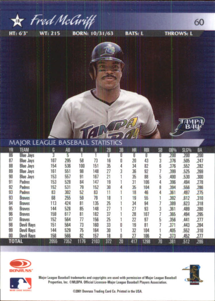 2001 Donruss Baseball's Best Silver #60 Fred McGriff back image