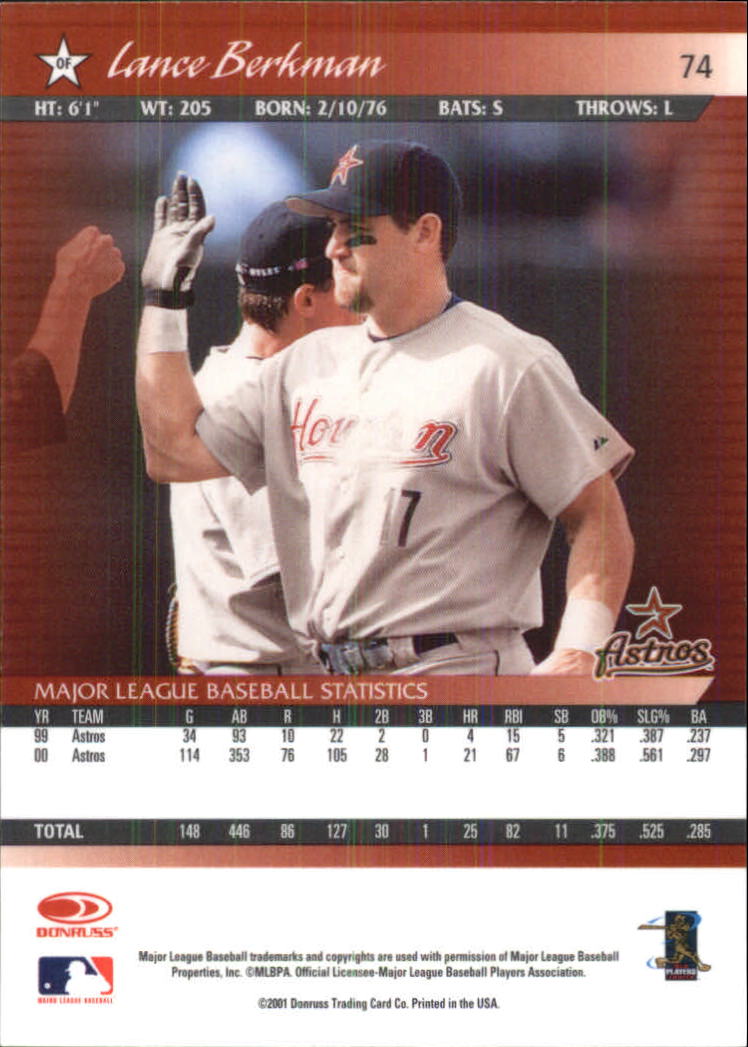 2001 Donruss Baseball's Best Silver #74 Lance Berkman back image