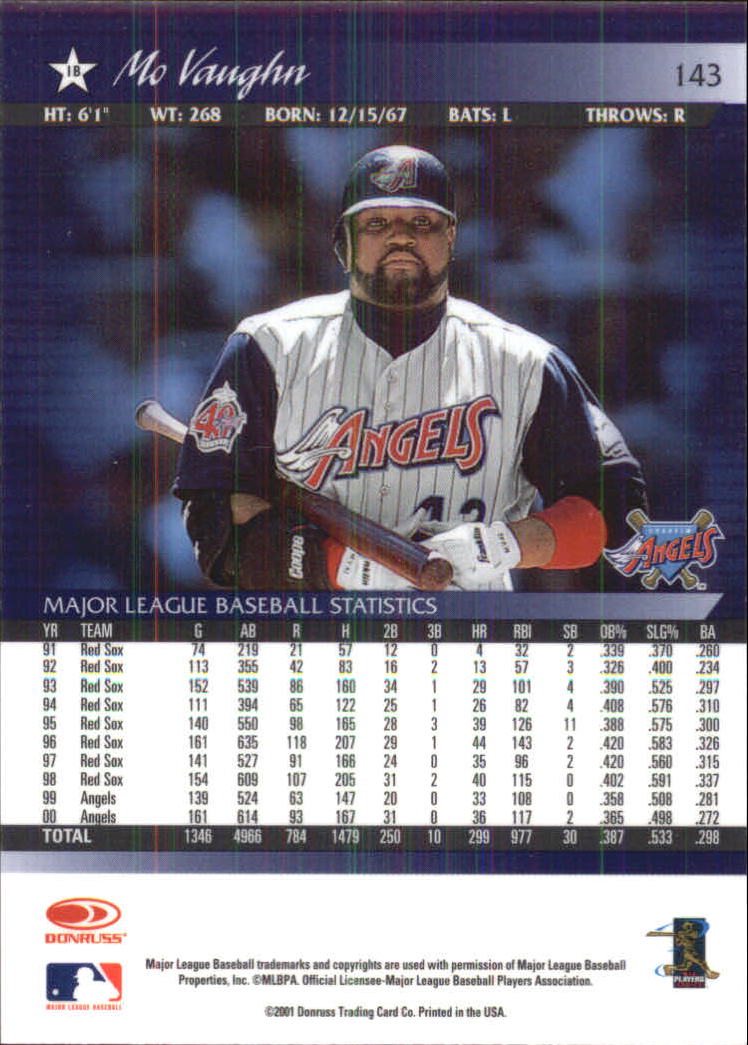 2001 Donruss Baseball's Best Silver #143 Mo Vaughn back image