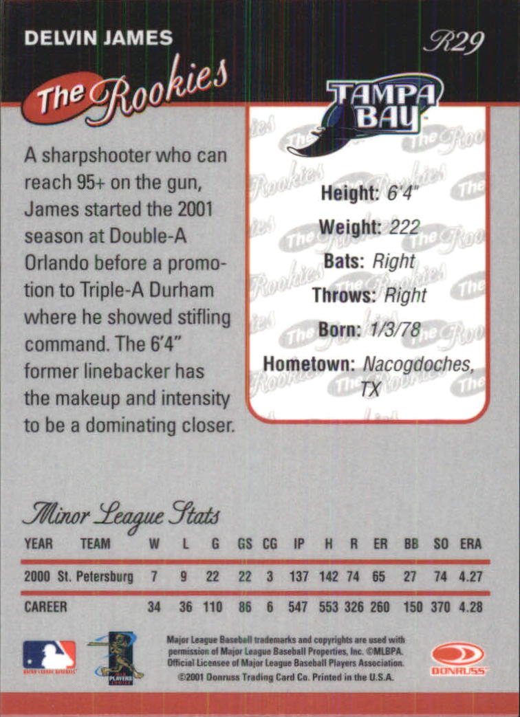 2001 Donruss Baseball's Best Silver Rookies #R29 Delvin James back image