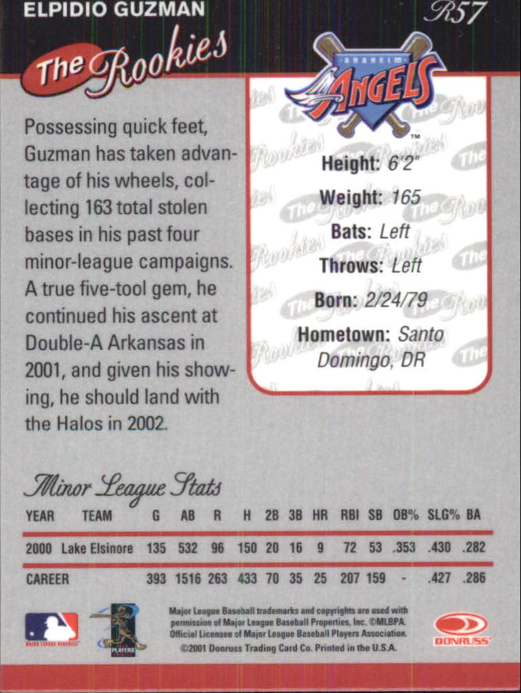 2001 Donruss Baseball's Best Silver Rookies #R57 Elpidio Guzman back image