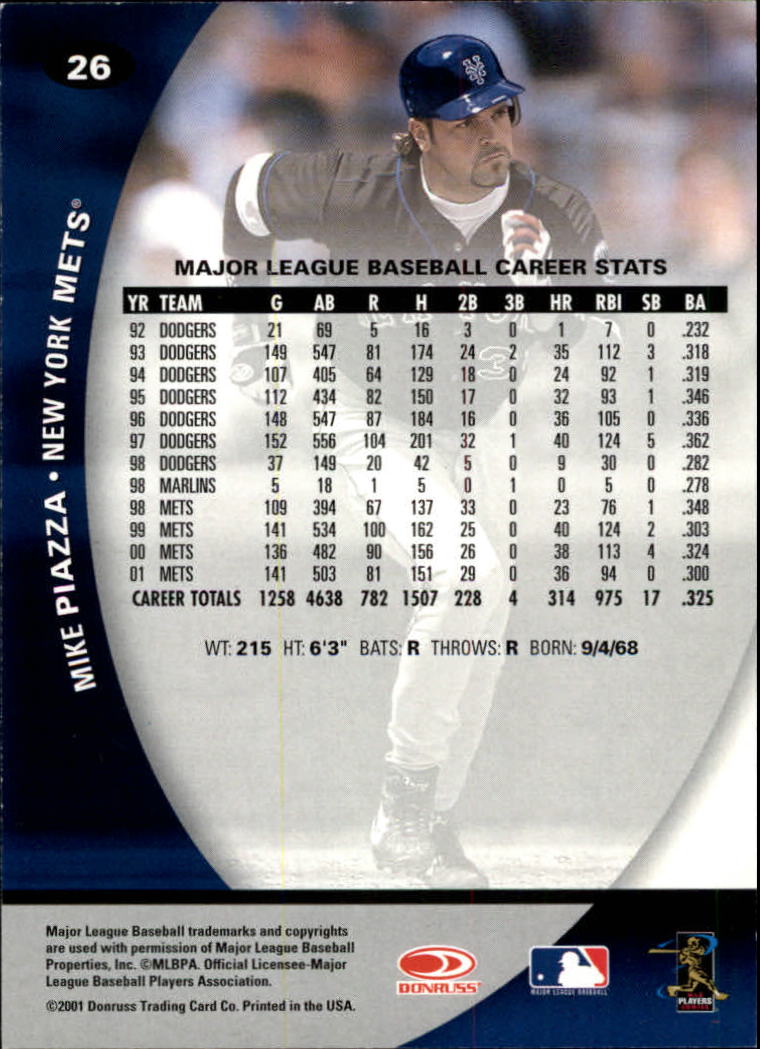 2001 Donruss Class of 2001 #26 Mike Piazza back image