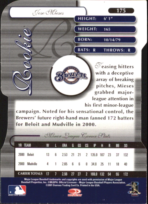 2001 Donruss Elite Turn of the Century Autographs #175 Jose Mieses