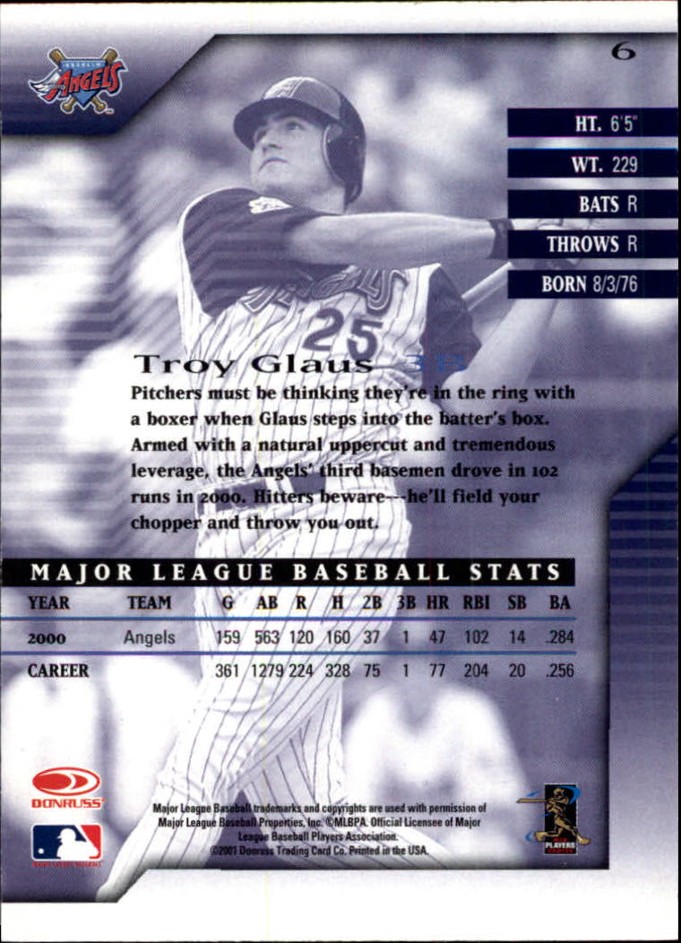 2001 Donruss Signature #6 Troy Glaus back image