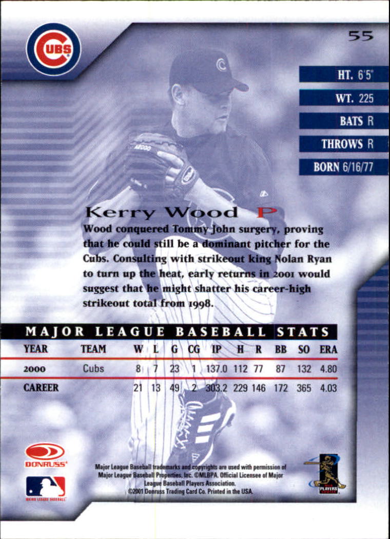 2001 Donruss Signature #55 Kerry Wood back image