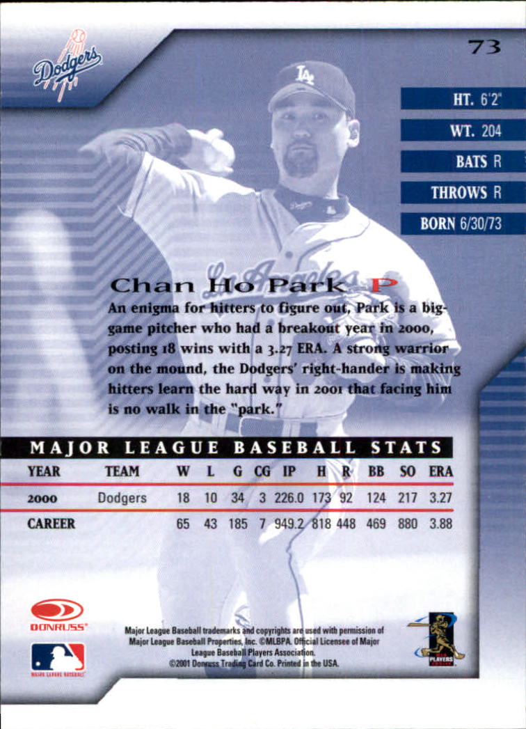 2001 Donruss Signature #73 Chan Ho Park back image