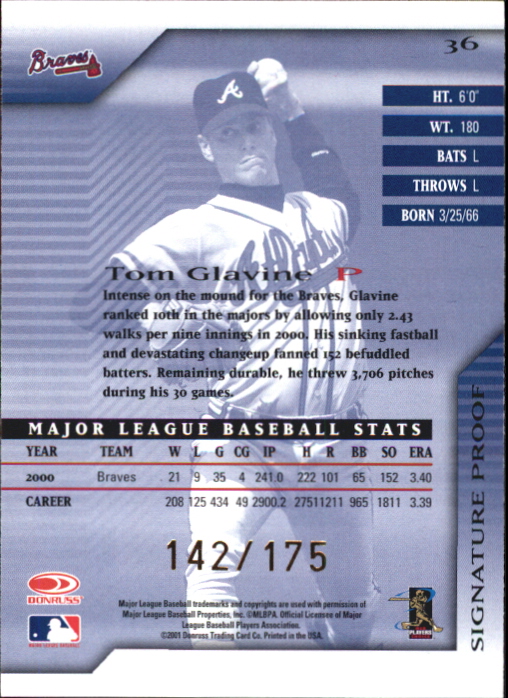 Carte "Autografo e Prova" Baseball Firmate Donruss 2001 - Foto 5 di 7