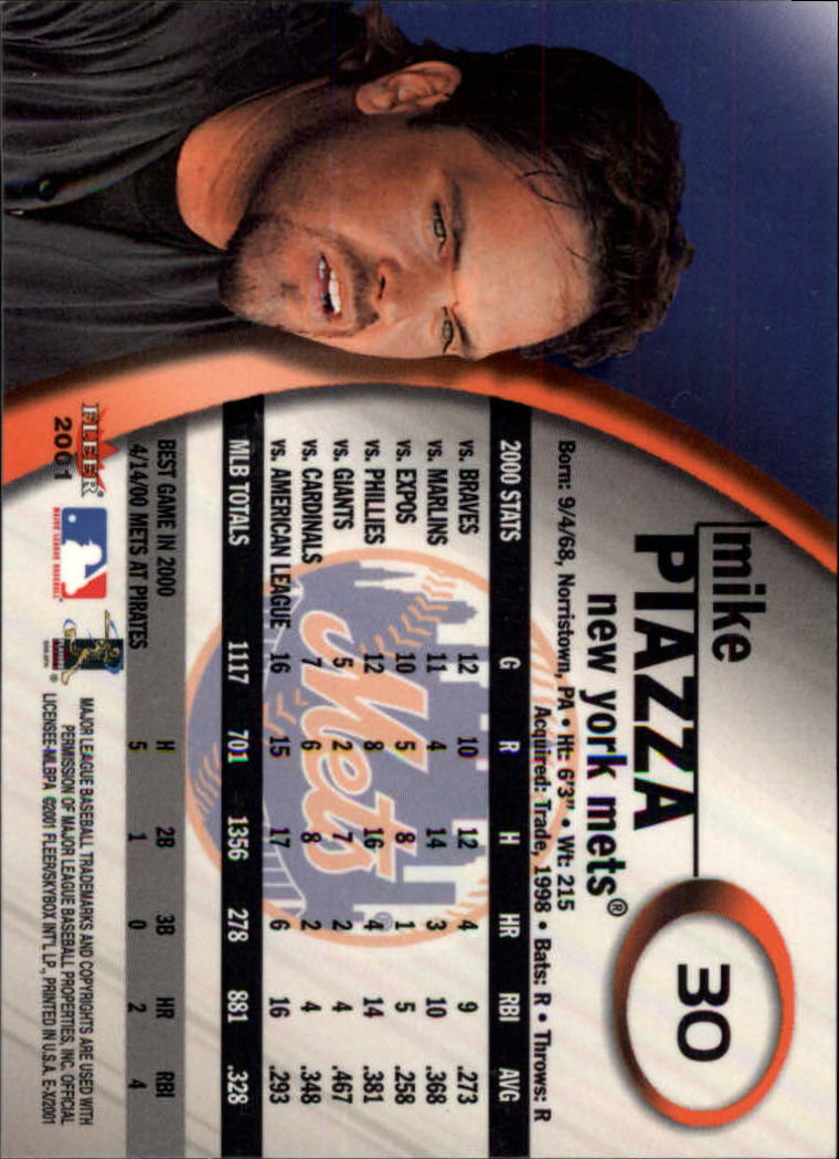 2001 E-X #30 Mike Piazza back image