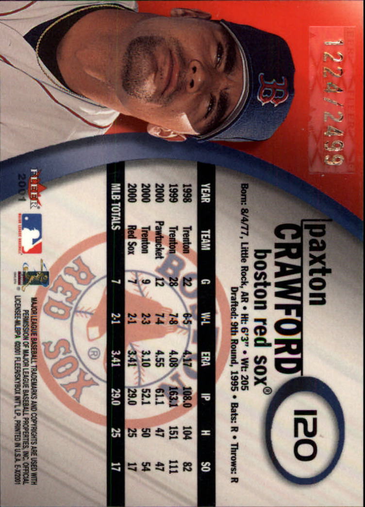2001 E-X #120 Paxton Crawford/2249 back image
