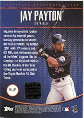 2001 Finest Autographs #FAJP Jay Payton back image